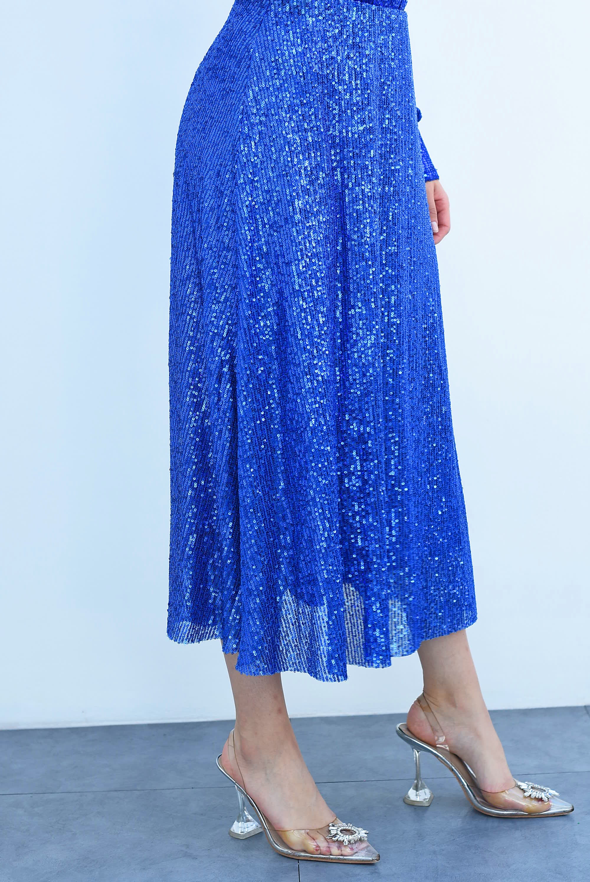 Falda corte A lentejuela Azul Rey