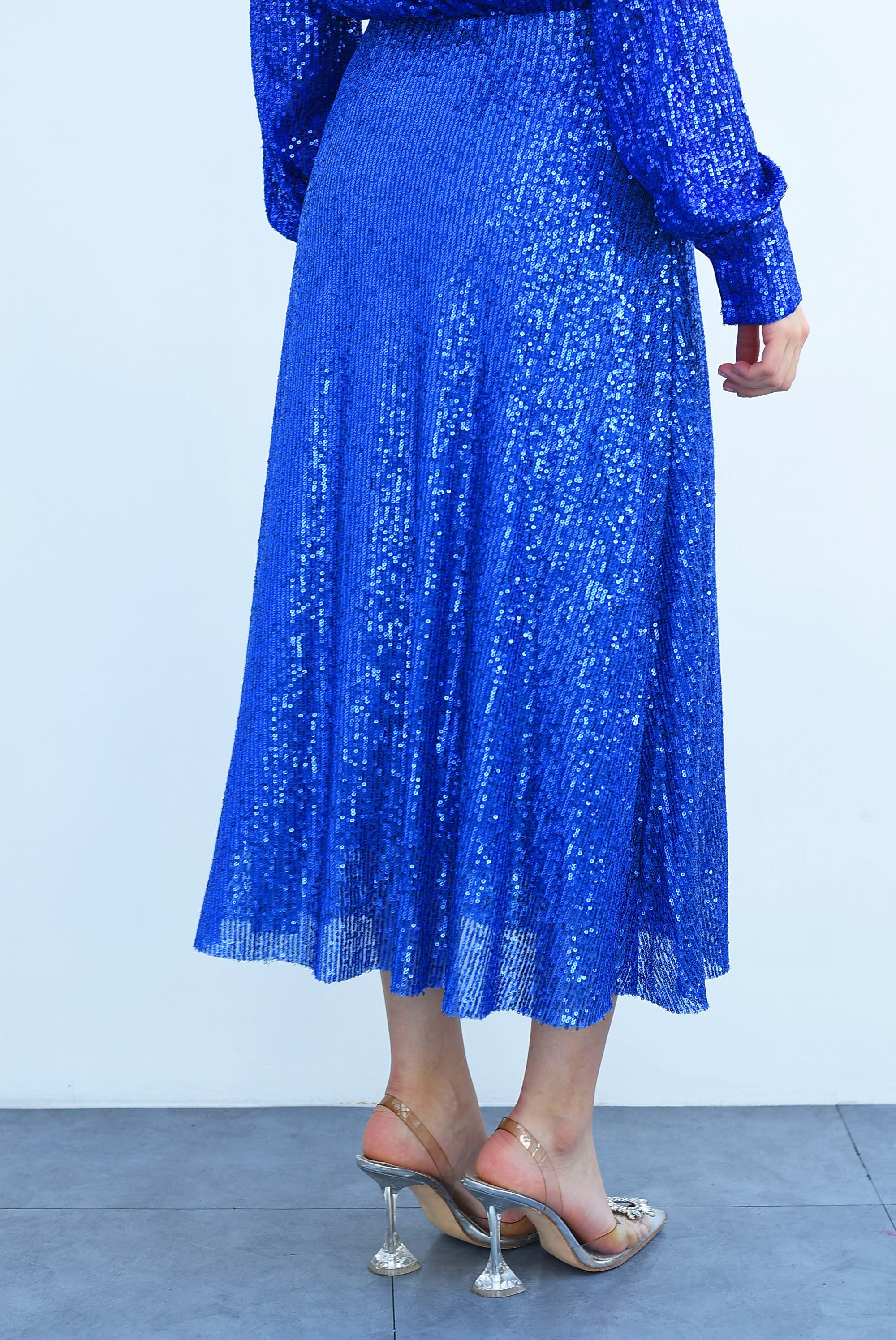 Falda corte A lentejuela Azul Rey