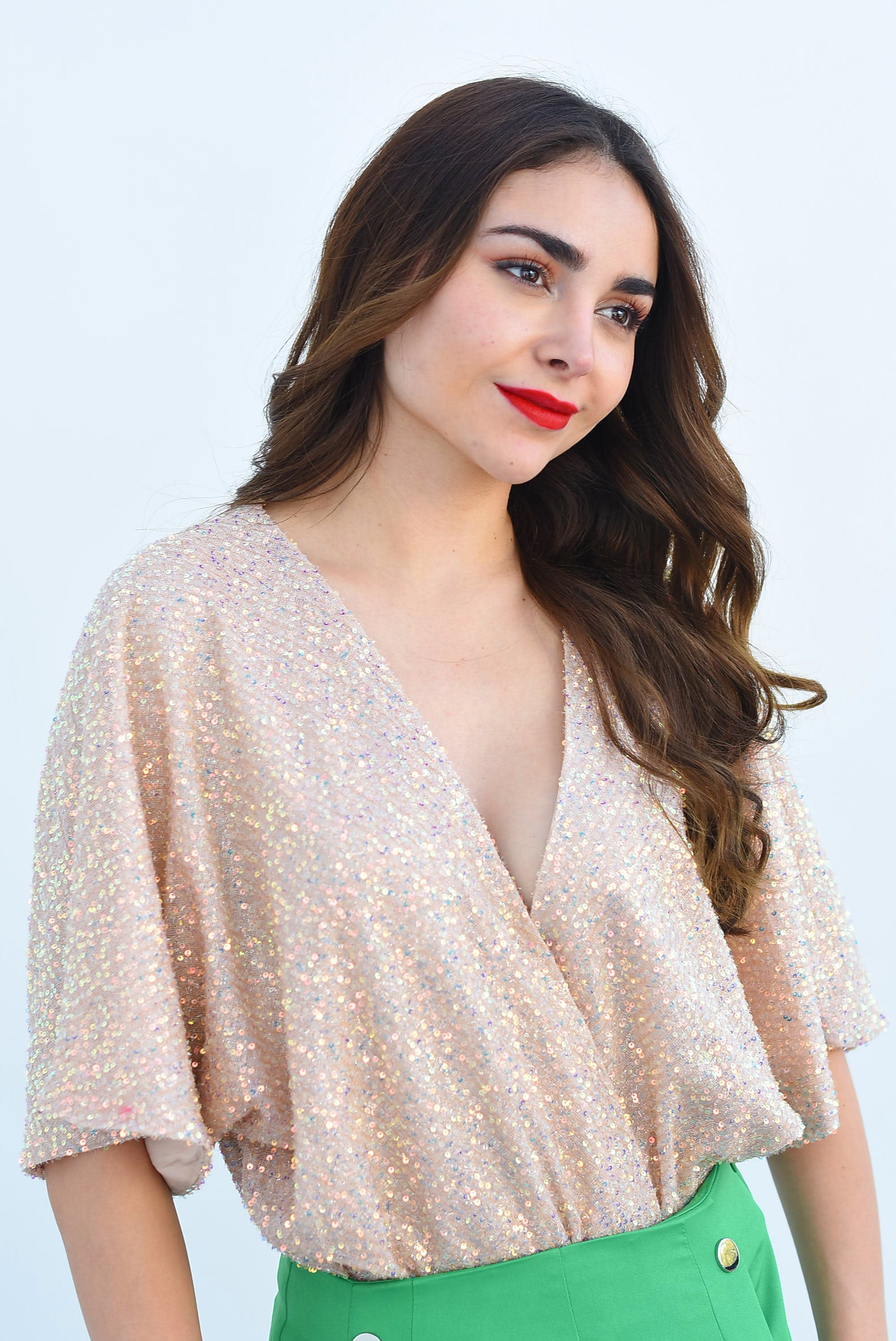 Body manga vampiro lentejuela Champagne