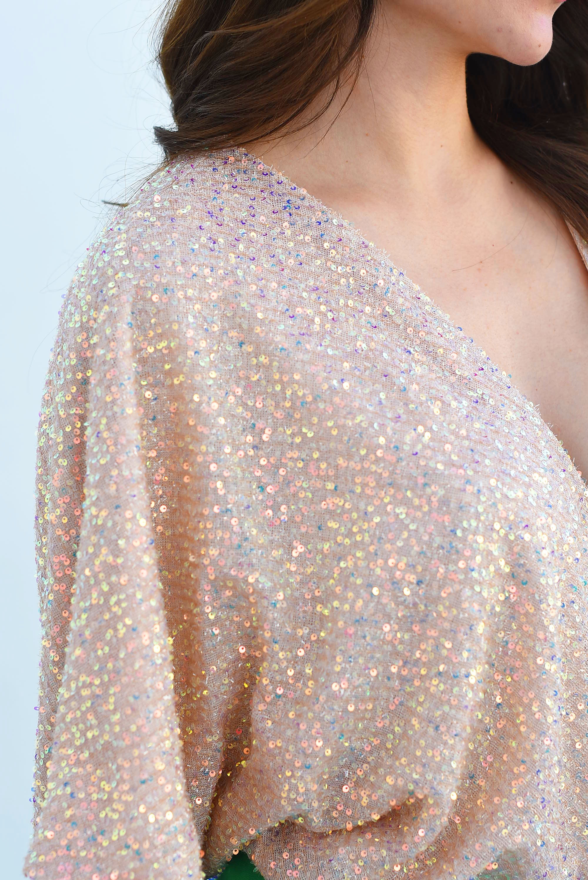 Body manga vampiro lentejuela Champagne