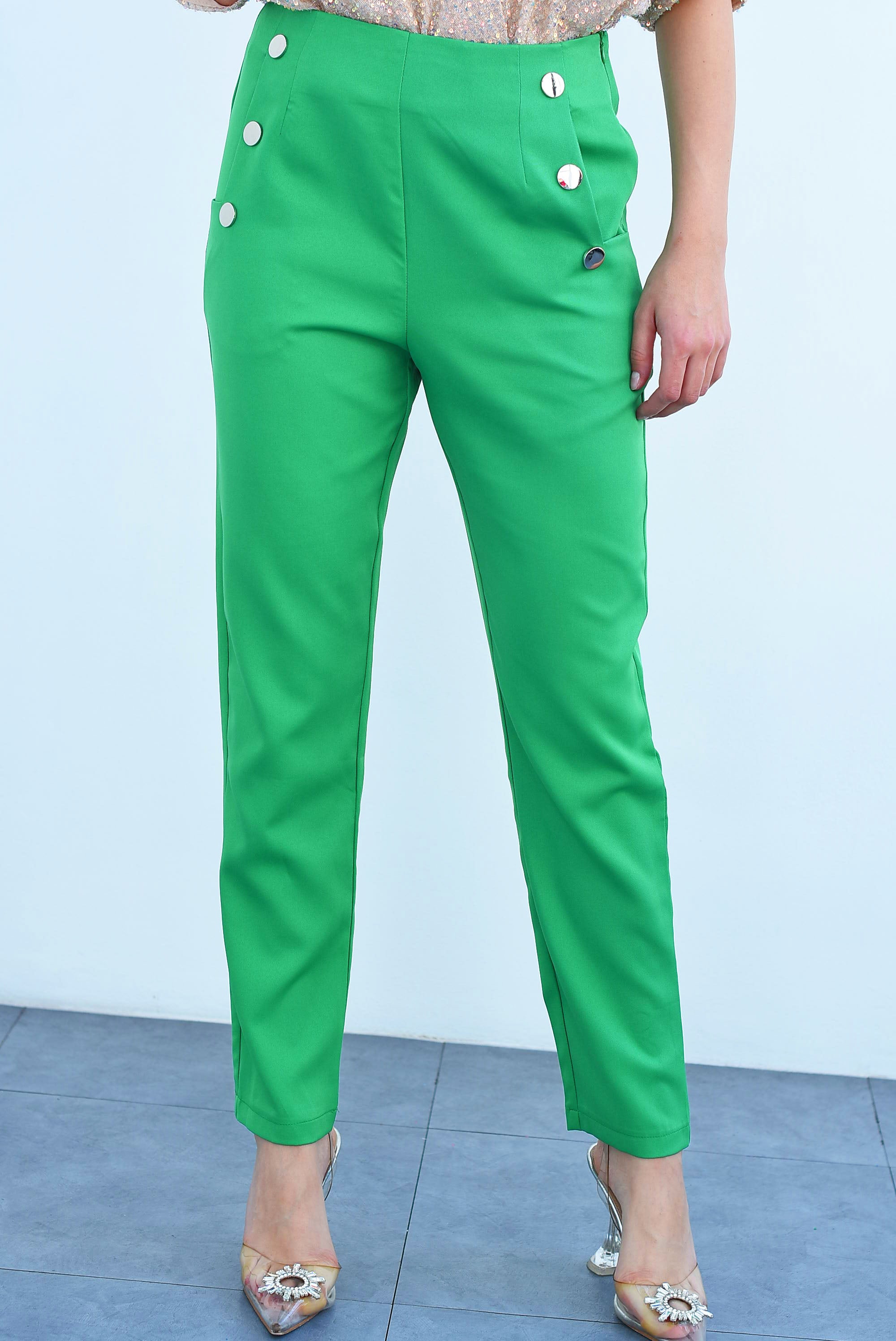 Pantalón de vestir botones Verde