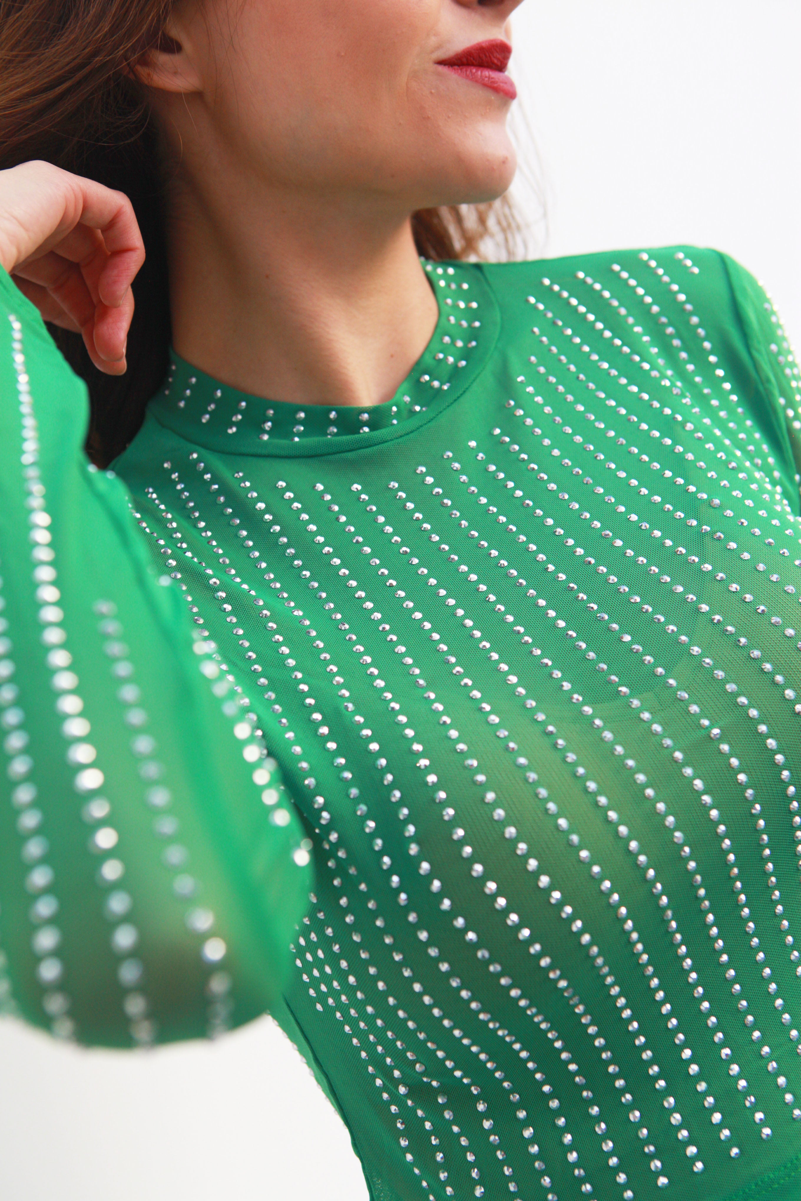 Set Falda y Top mesh brillos Verde