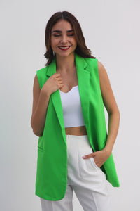 Fashion Styled Chaleco de vestir Verde con forro de flores