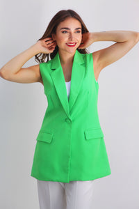 Fashion Styled Chaleco de vestir con botón y bolsillos Verde