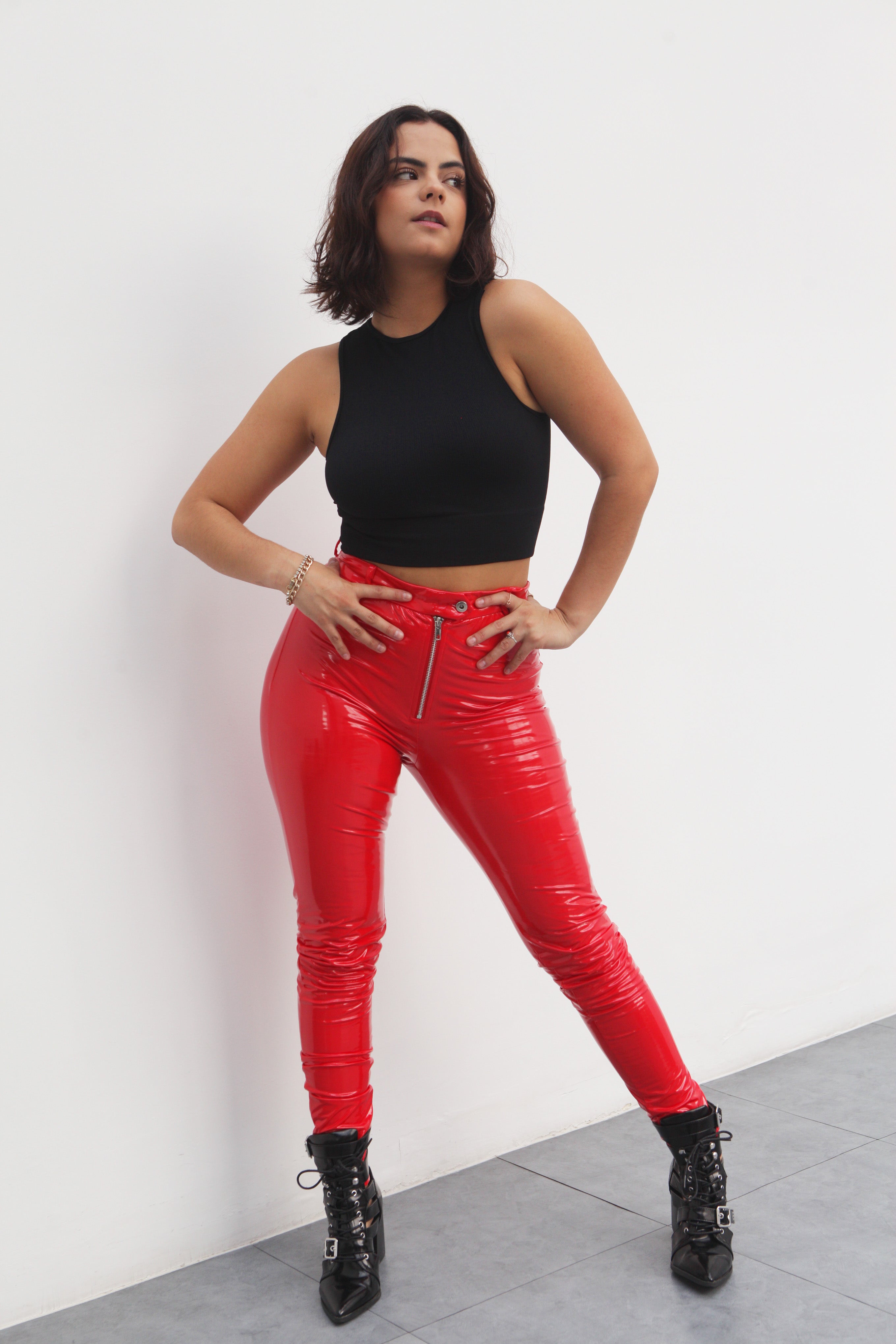 Leggings charol broche Rojo
