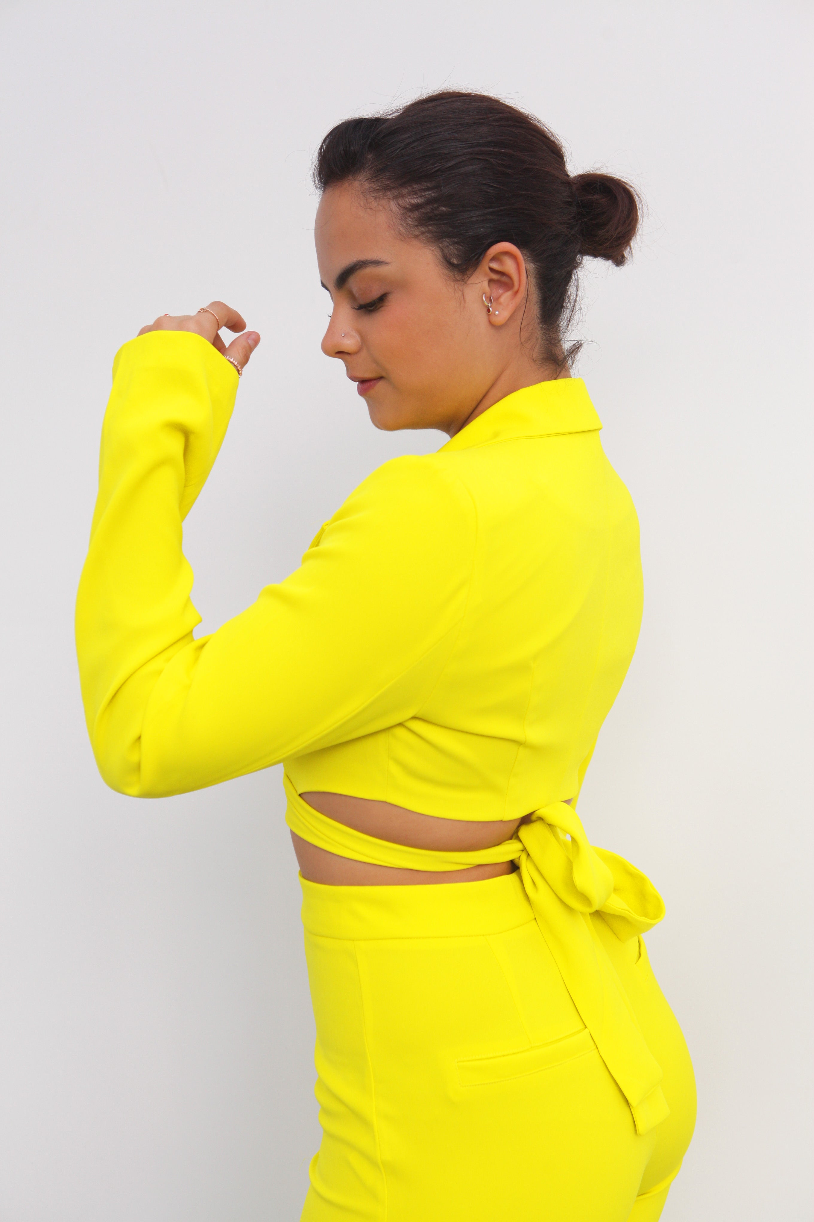 Set Pantalón y Saco crop Lime