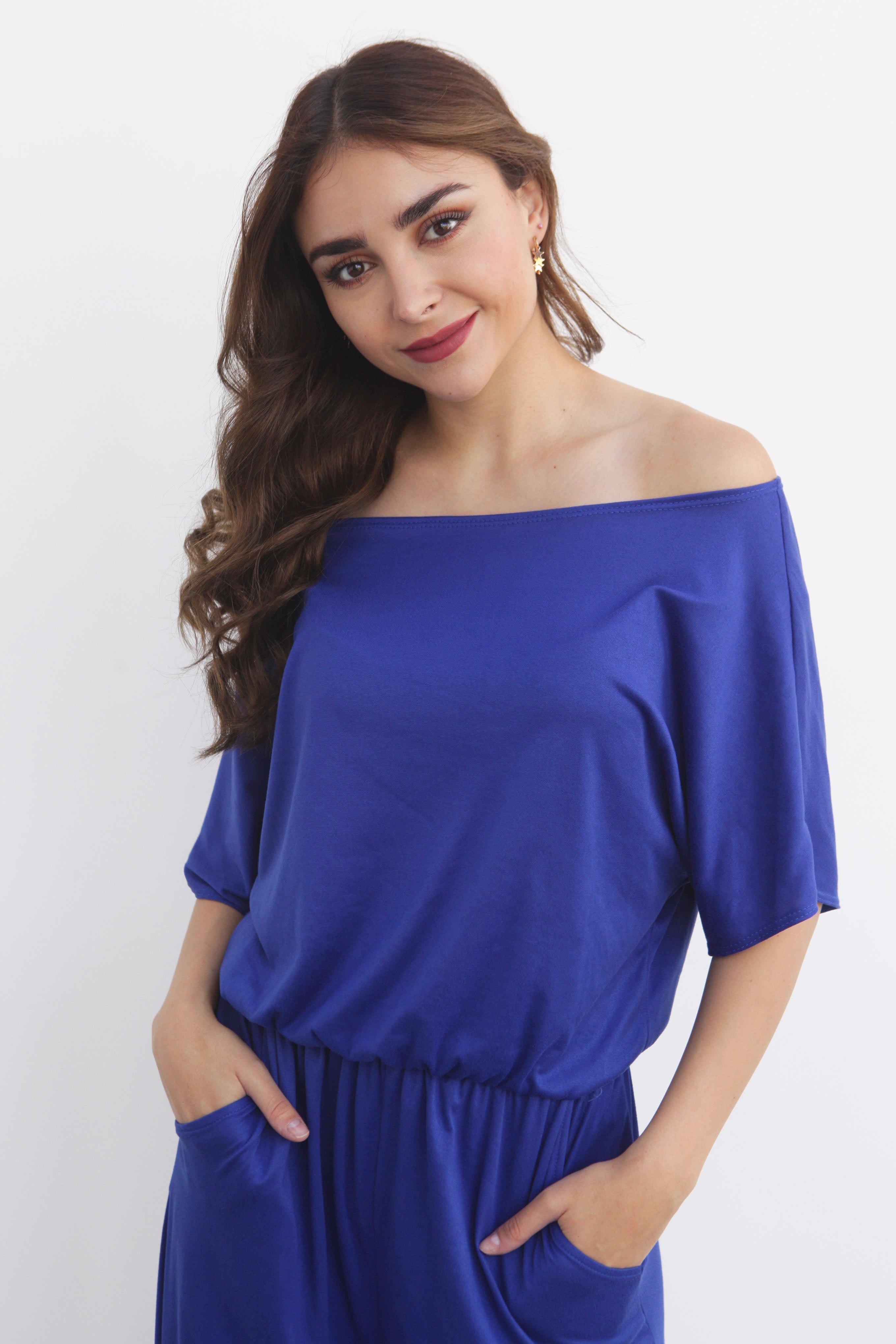 Jumpsuit algodón un hombro Azul Rey