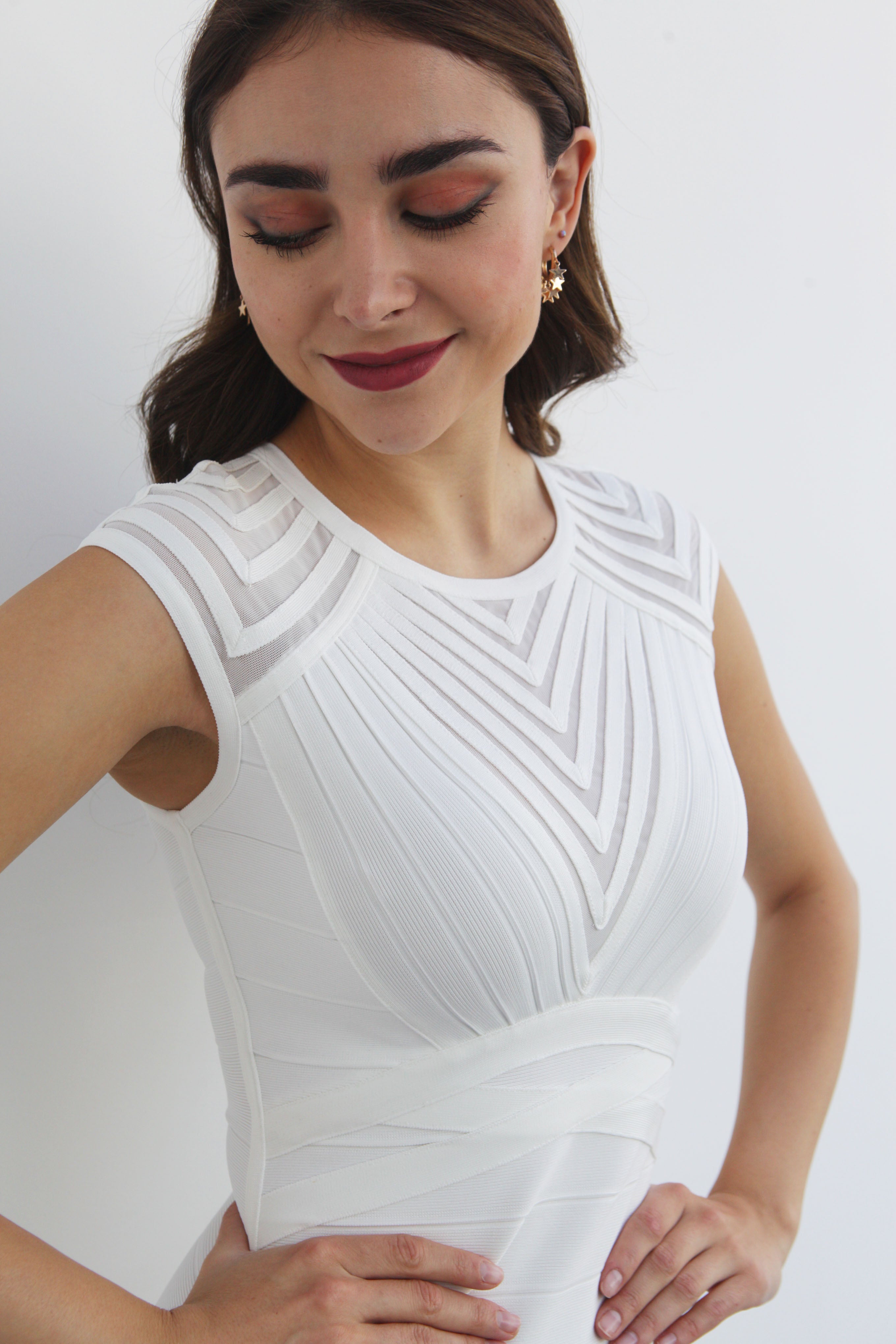 Vestido bandage mesh Blanco