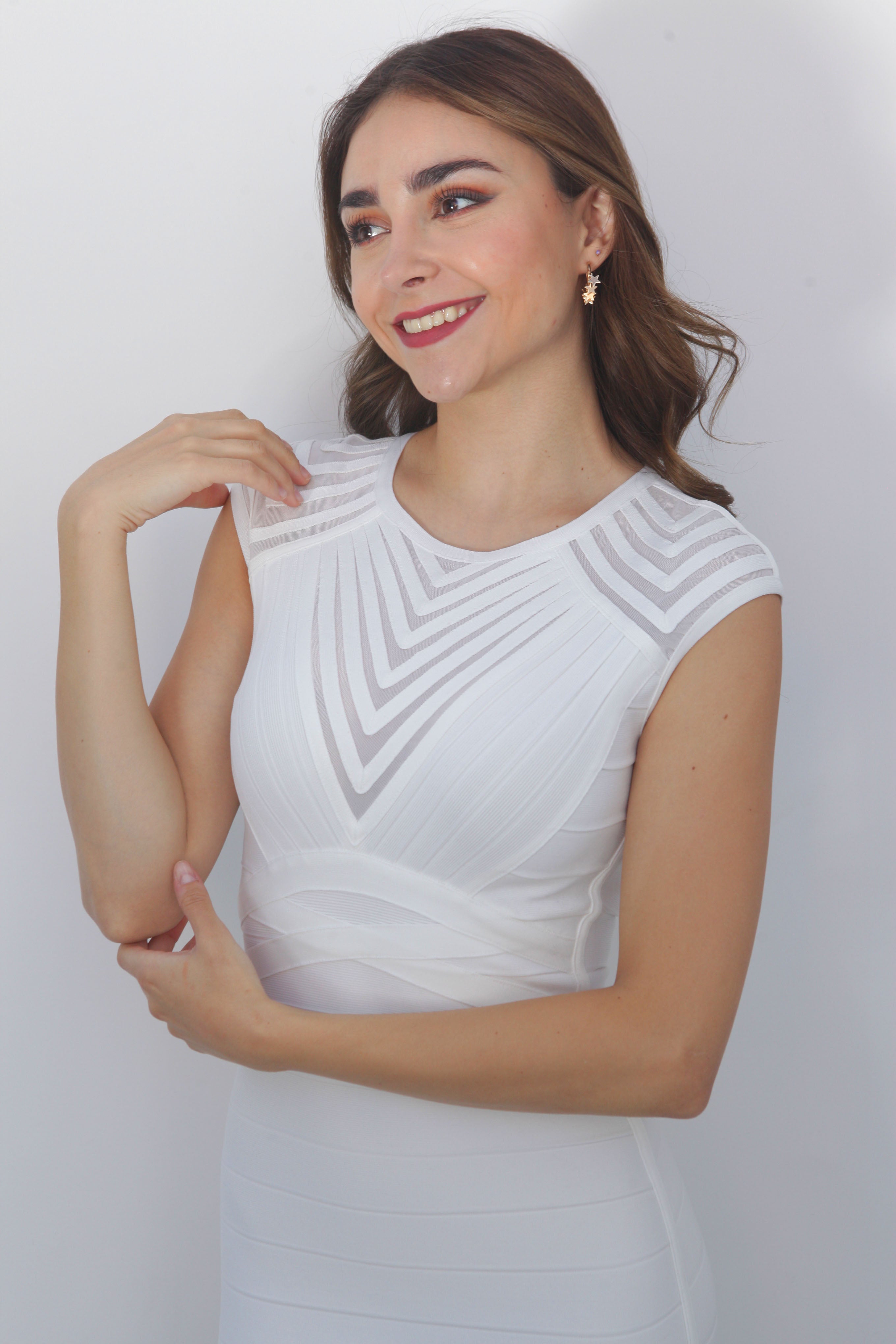 Vestido bandage mesh Blanco