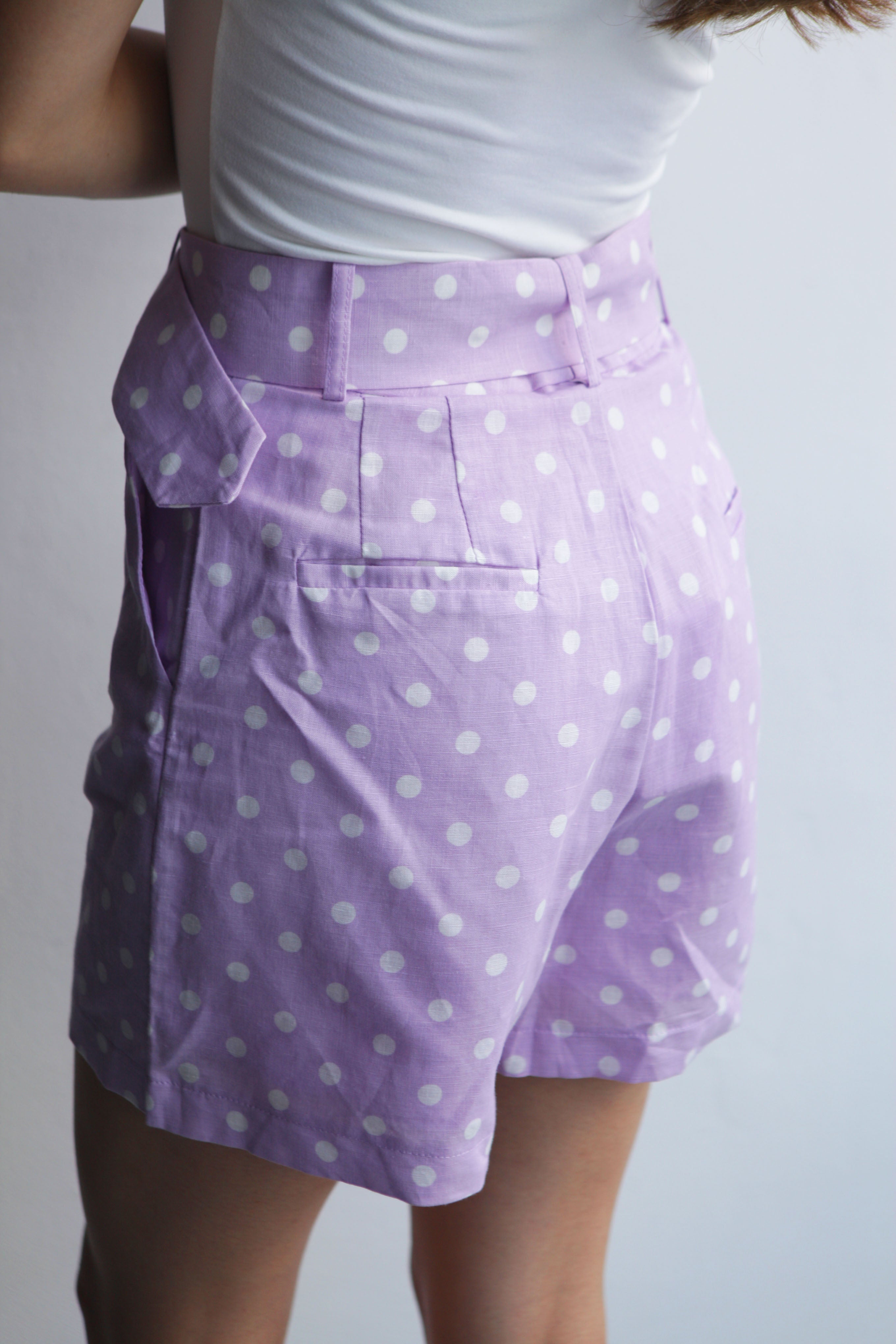 Short tipo lino Lunares Lila
