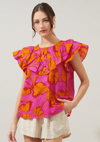 Fashion Styled Blusa flores Fiusha con Naranja
