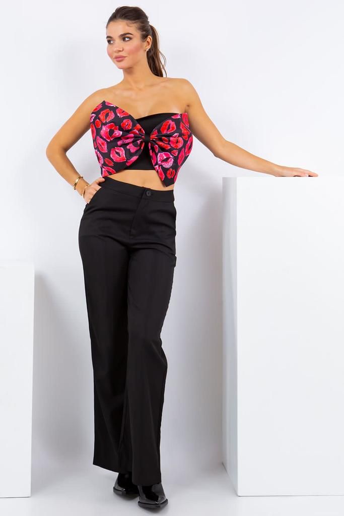Top strapless moño besos Negro