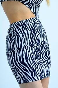 Fashion Styled Vestido asimétrico cut-out Zebra Azul Marino