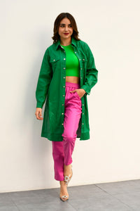 Fashion Styled Jacket dress vinipiel Verde