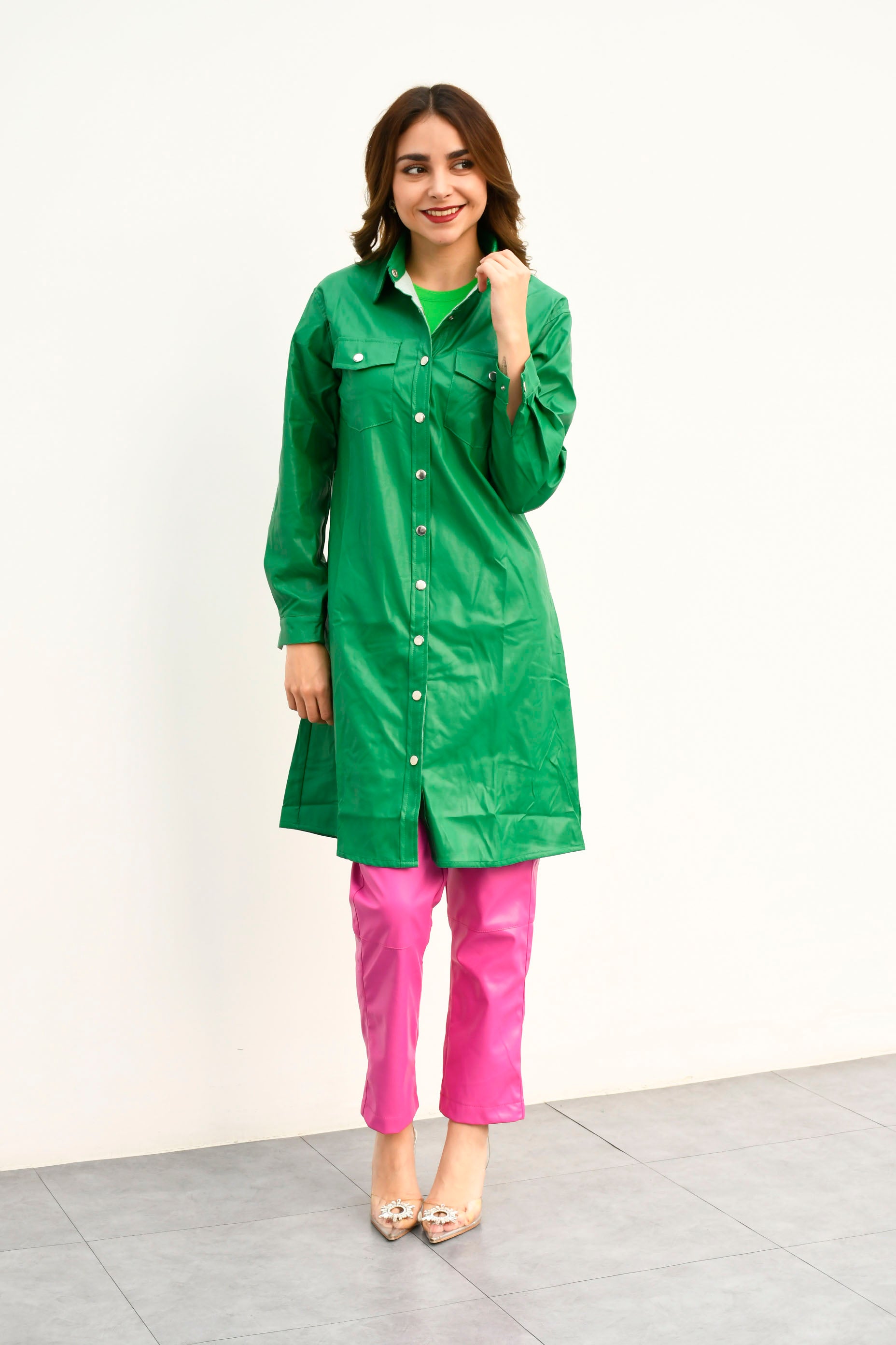 Jacket dress vinipiel Verde