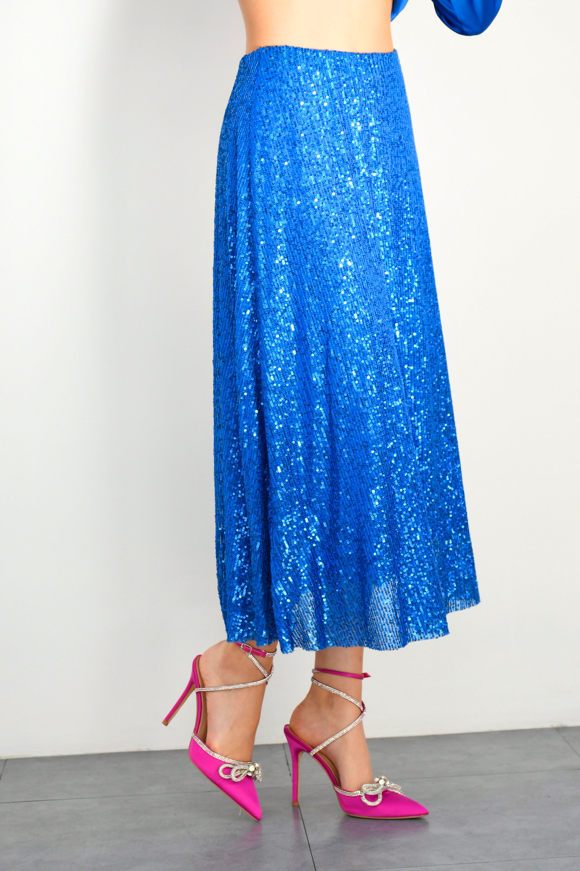 Falda corte A lentejuela Azul Rey