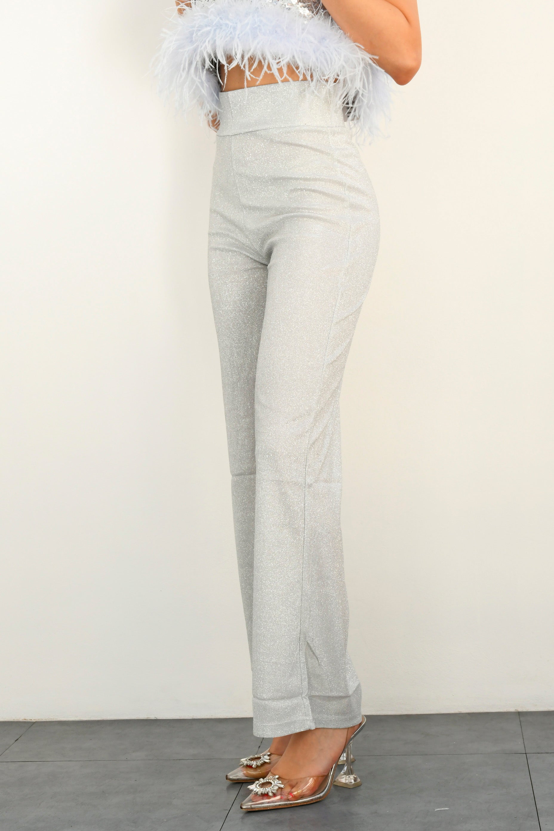 Pantalón glitter Plata claro