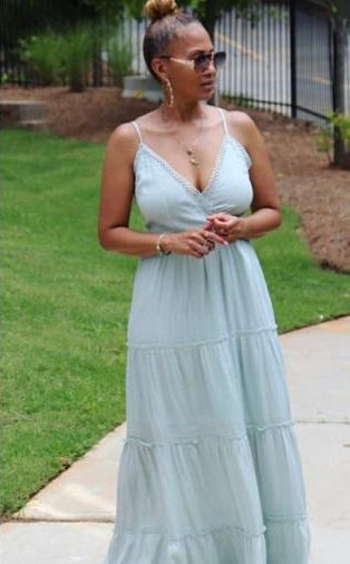 Vestido tirantes brillos Menta