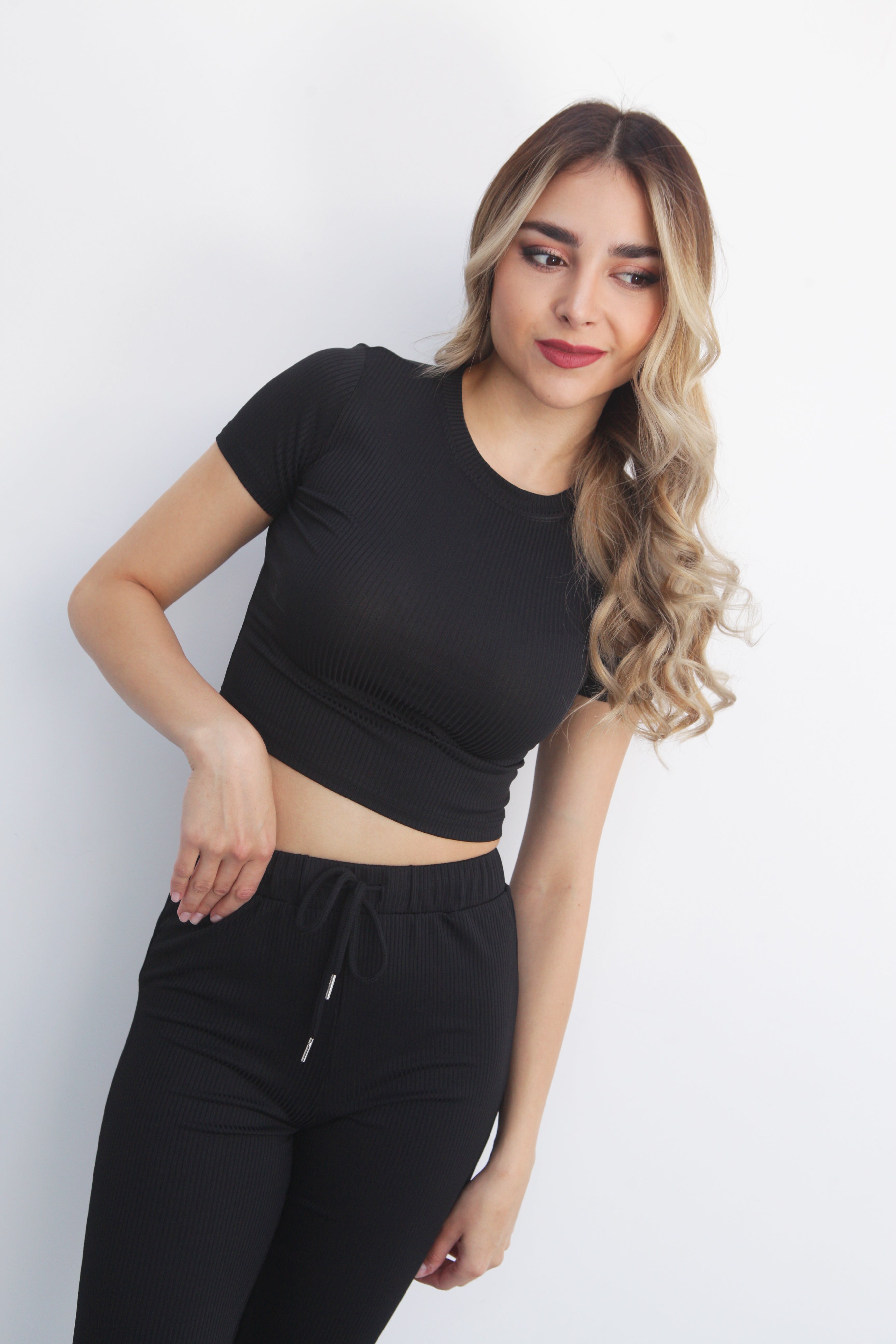 Set Pantalón y Top canalé Negro