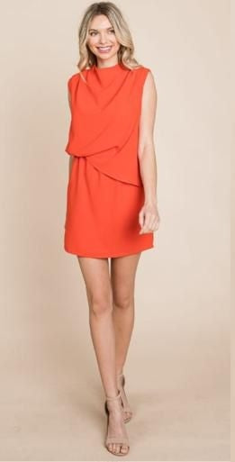 Vestido corto en gasa Naranja