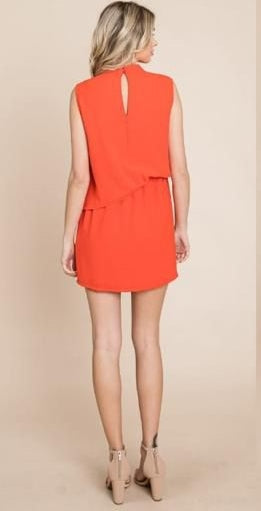 Vestido corto en gasa Naranja