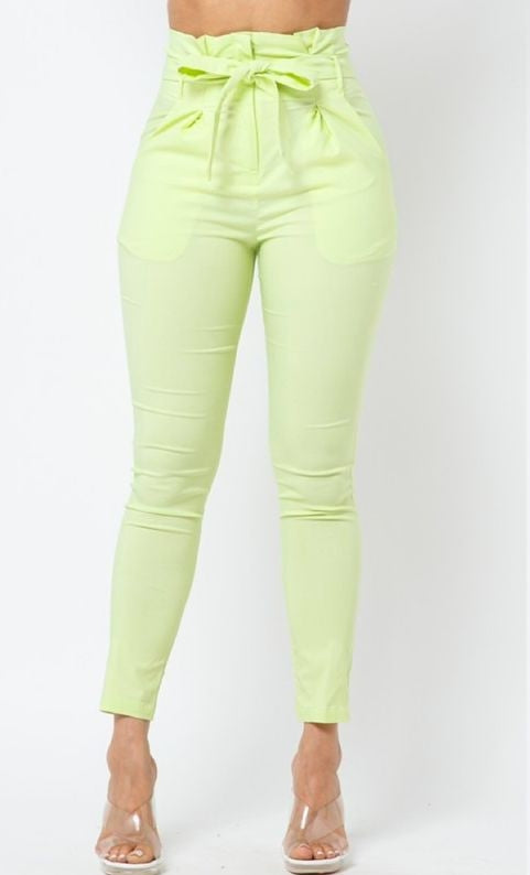 Pantalón paper bag Lime