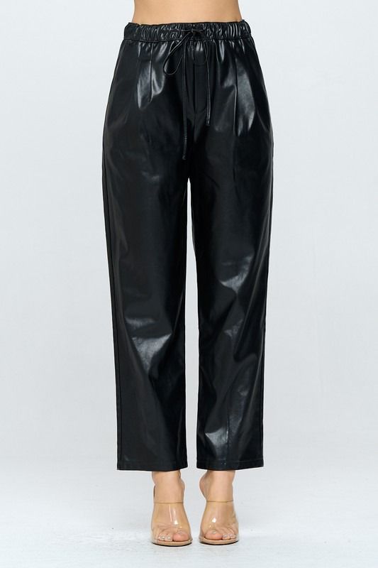 Pantalón jareta vinipiel Negro