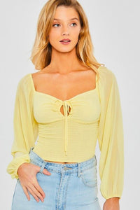 Fashion Styled Blusa de gasa off shoulder Amarilla
