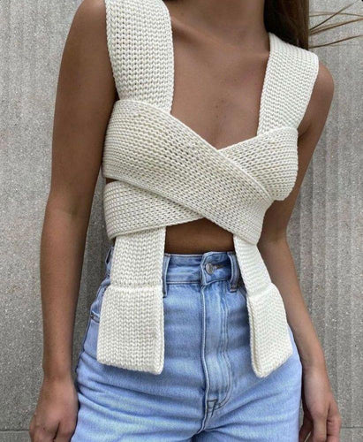 Top de tiras en crochet Ivory